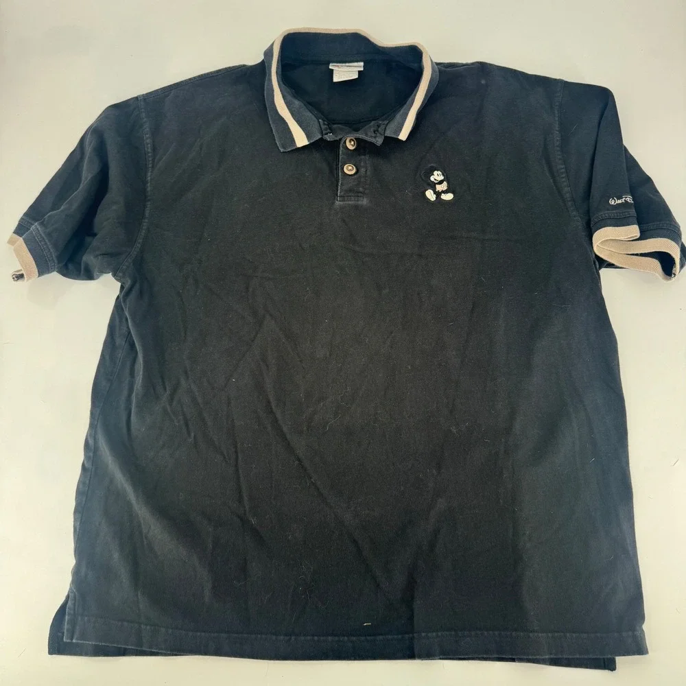 Walt Disney World Mickey Mouse Polo Shirt Mens XL Black Short Sleeve Vintage